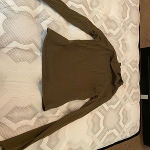 Shein ruffled army green top